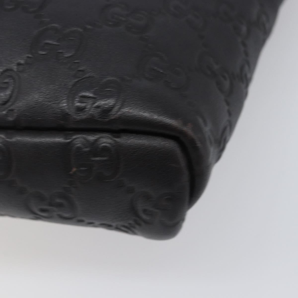 GUCCI GG Canvas Guccissima Shoulder Bag Leather Black Gold Auth hk4122