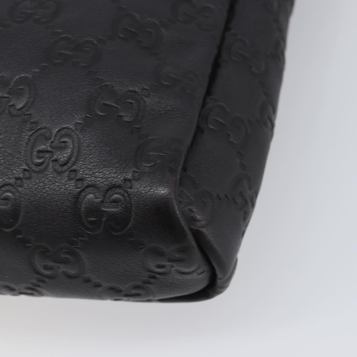 GUCCI GG Canvas Guccissima Shoulder Bag Leather Black Gold Auth hk4122