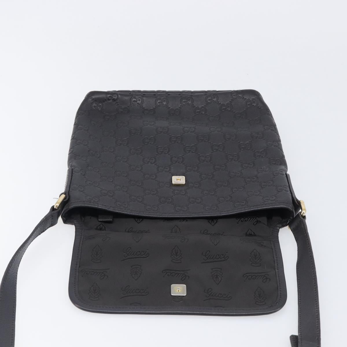 GUCCI GG Canvas Guccissima Shoulder Bag Leather Black Gold Auth hk4122