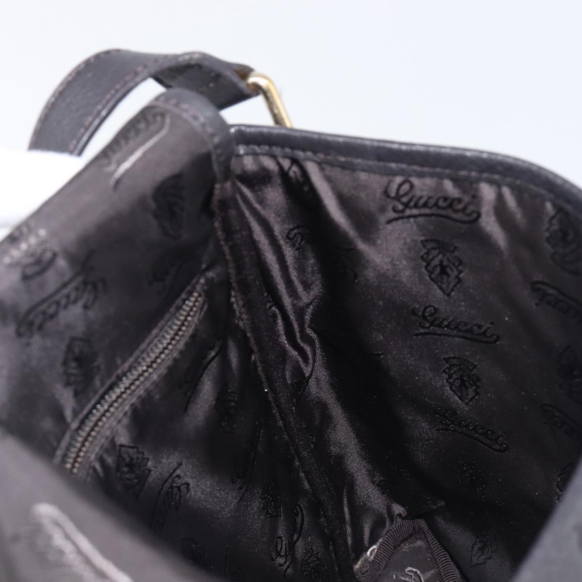 GUCCI GG Canvas Guccissima Shoulder Bag Leather Black Gold Auth hk4122