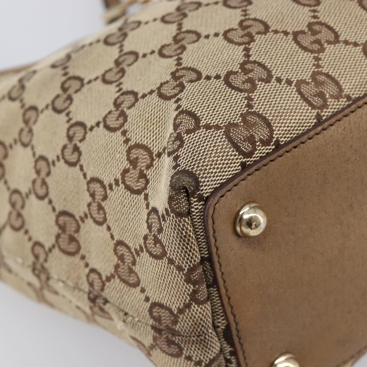 GUCCI GG Canvas Tote Bag Beige Gold 120840 Auth hk4123