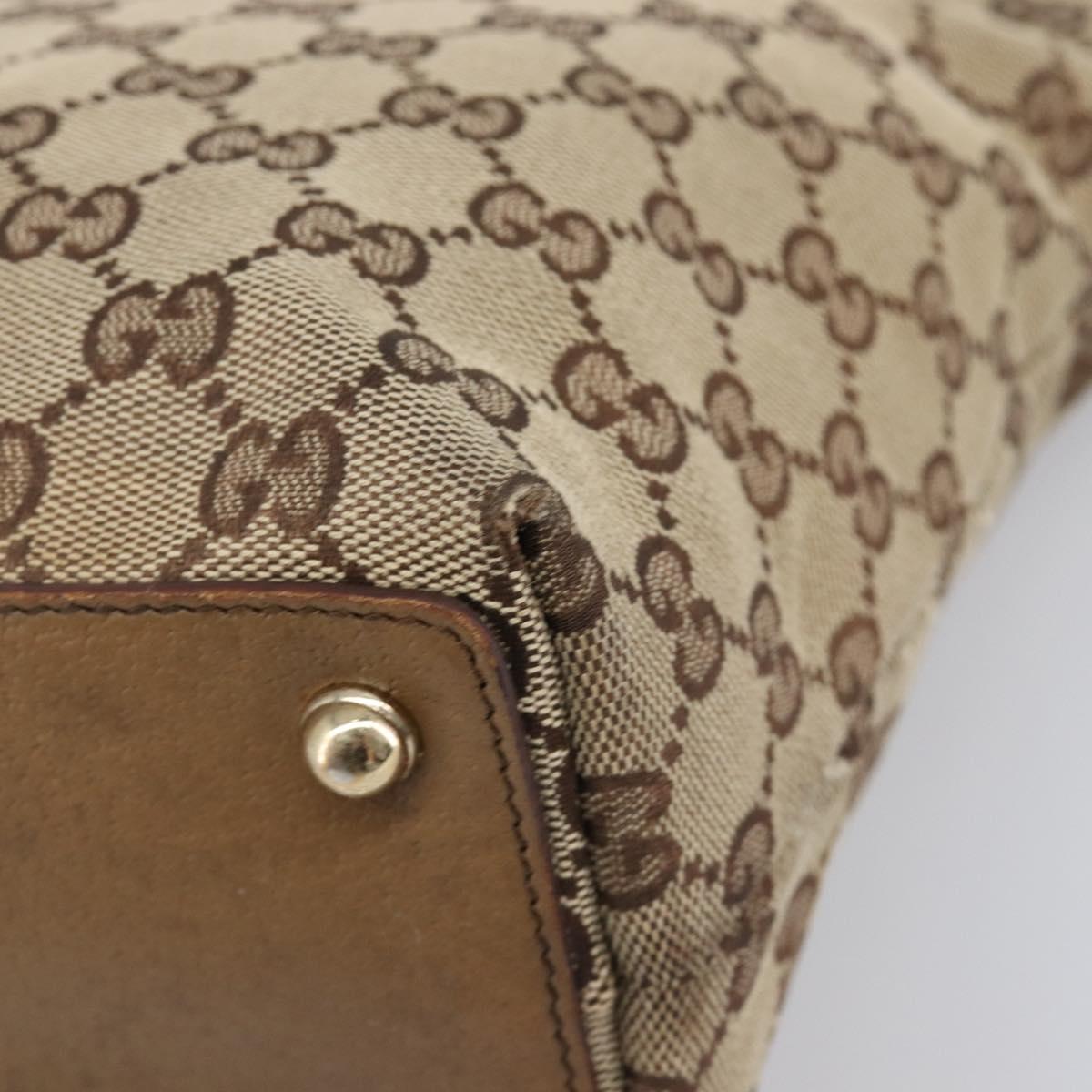 GUCCI GG Canvas Tote Bag Beige Gold 120840 Auth hk4123