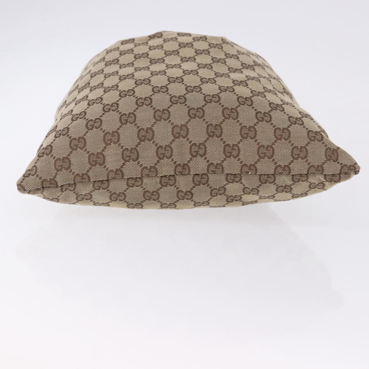 GUCCI GG Canvas Drawstring Bag Beige Silver 014 1136 Auth hk4124
