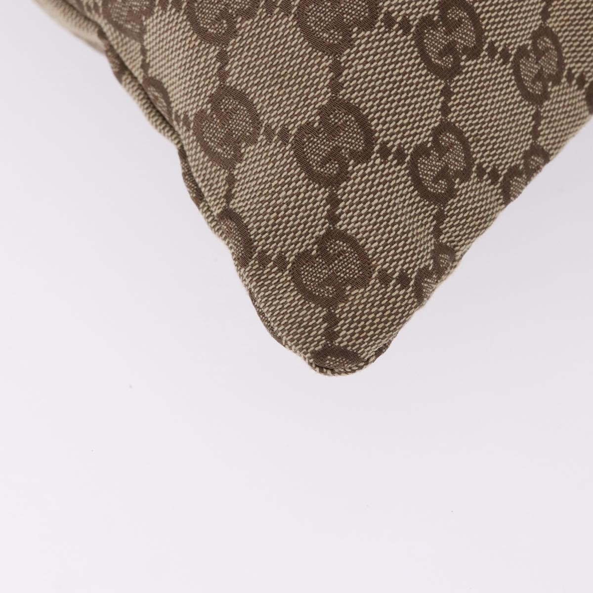 GUCCI GG Canvas Drawstring Bag Beige Silver 014 1136 Auth hk4124