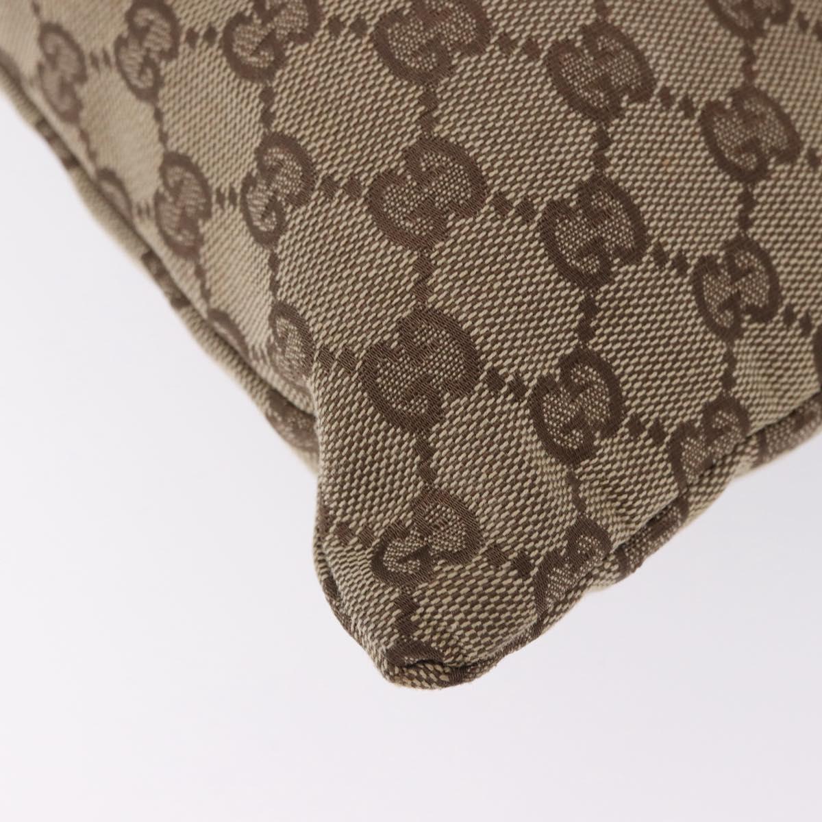 GUCCI GG Canvas Drawstring Bag Beige Silver 014 1136 Auth hk4124