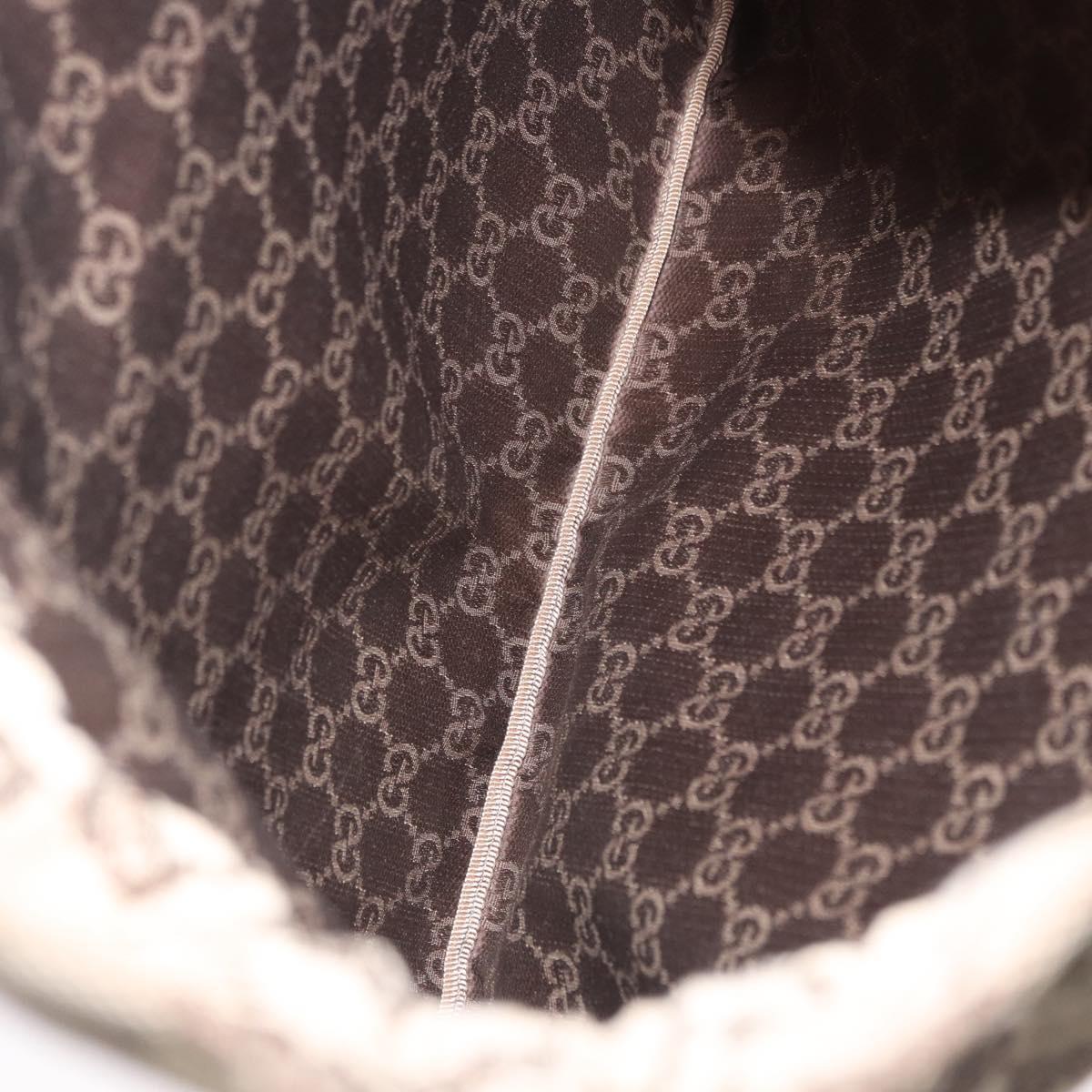 GUCCI GG Canvas Drawstring Bag Beige Silver 014 1136 Auth hk4124
