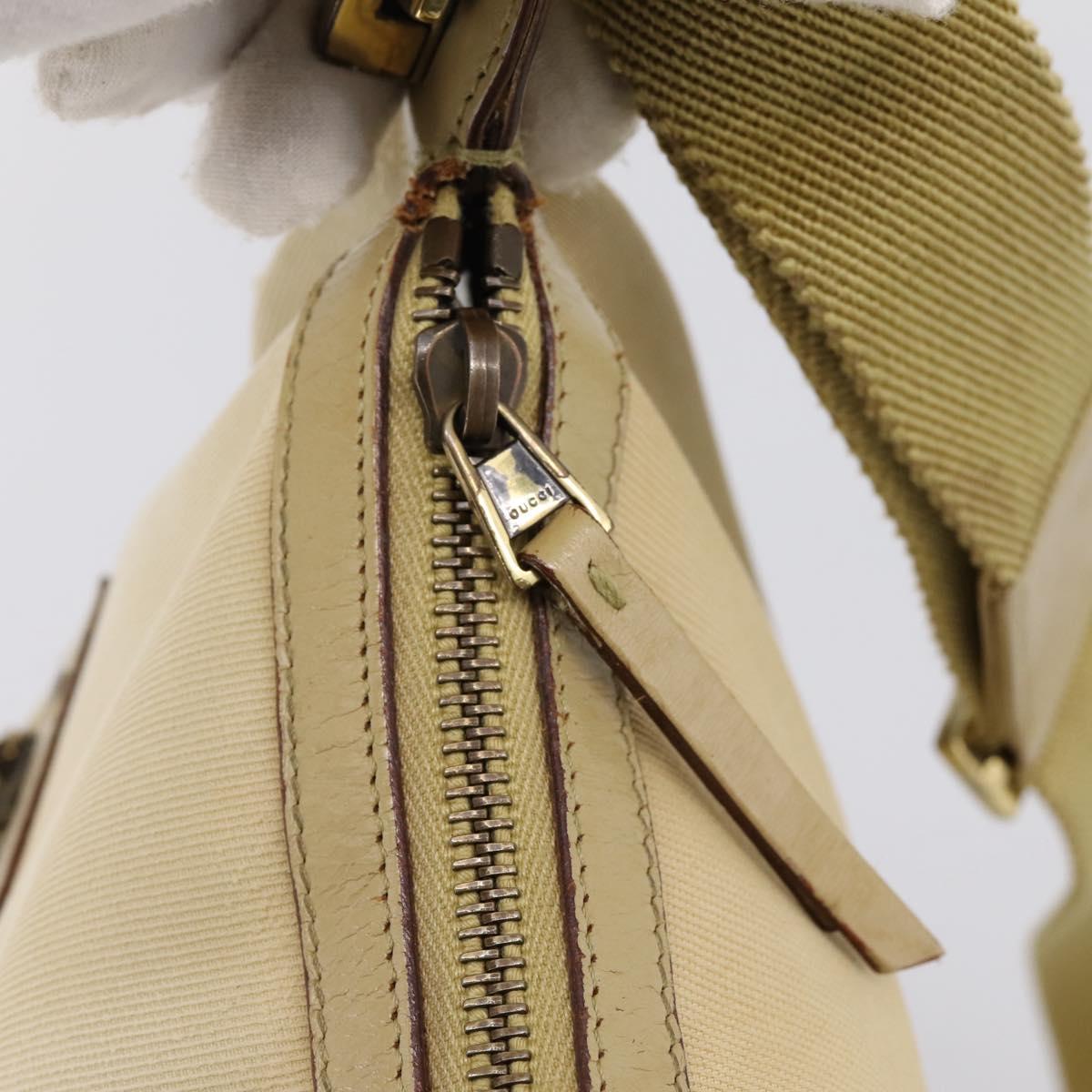 GUCCI Shoulder Bag Canvas Beige Gold 90762 Auth hk4125