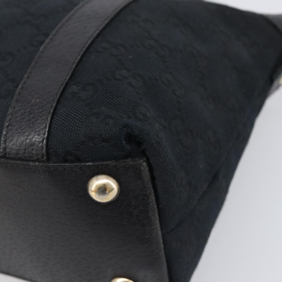 GUCCI GG Canvas Hand Bag Black Gold 141471 Auth hk4126
