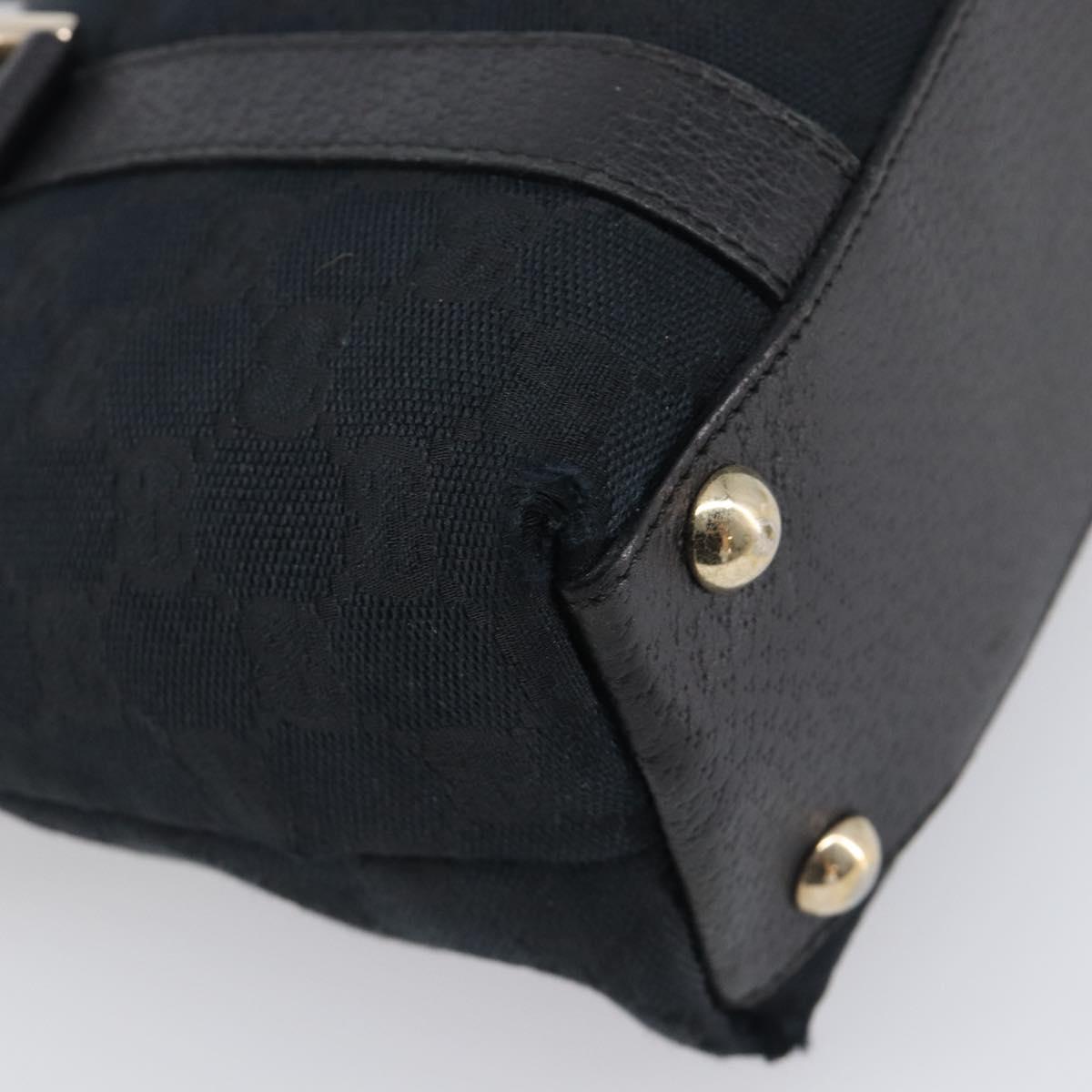 GUCCI GG Canvas Hand Bag Black Gold 141471 Auth hk4126