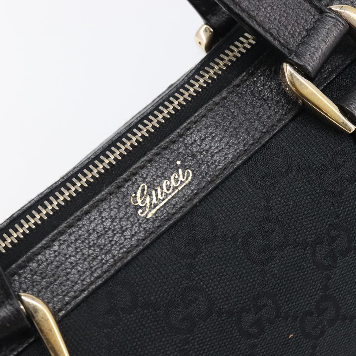 GUCCI GG Canvas Hand Bag Black Gold 141471 Auth hk4126