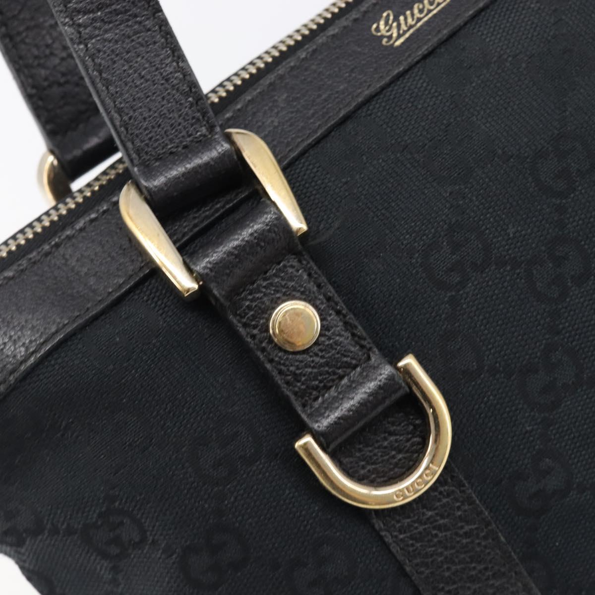 GUCCI GG Canvas Hand Bag Black Gold 141471 Auth hk4126