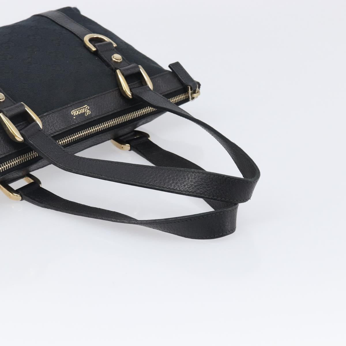 GUCCI GG Canvas Hand Bag Black Gold 141471 Auth hk4126