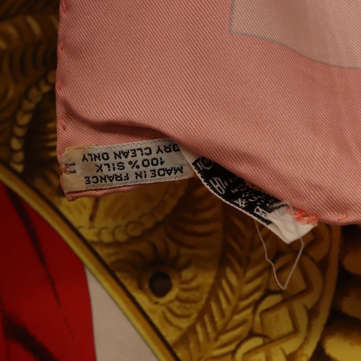 HERMES Carre 90 Scarf ""PLAZA D TOROS"" Silk Pink Auth hk4127