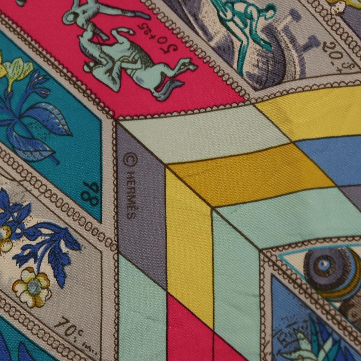 HERMES Carre 90 Scarf ""CORRE SPONDANCE"" Silk Gray Auth hk4128