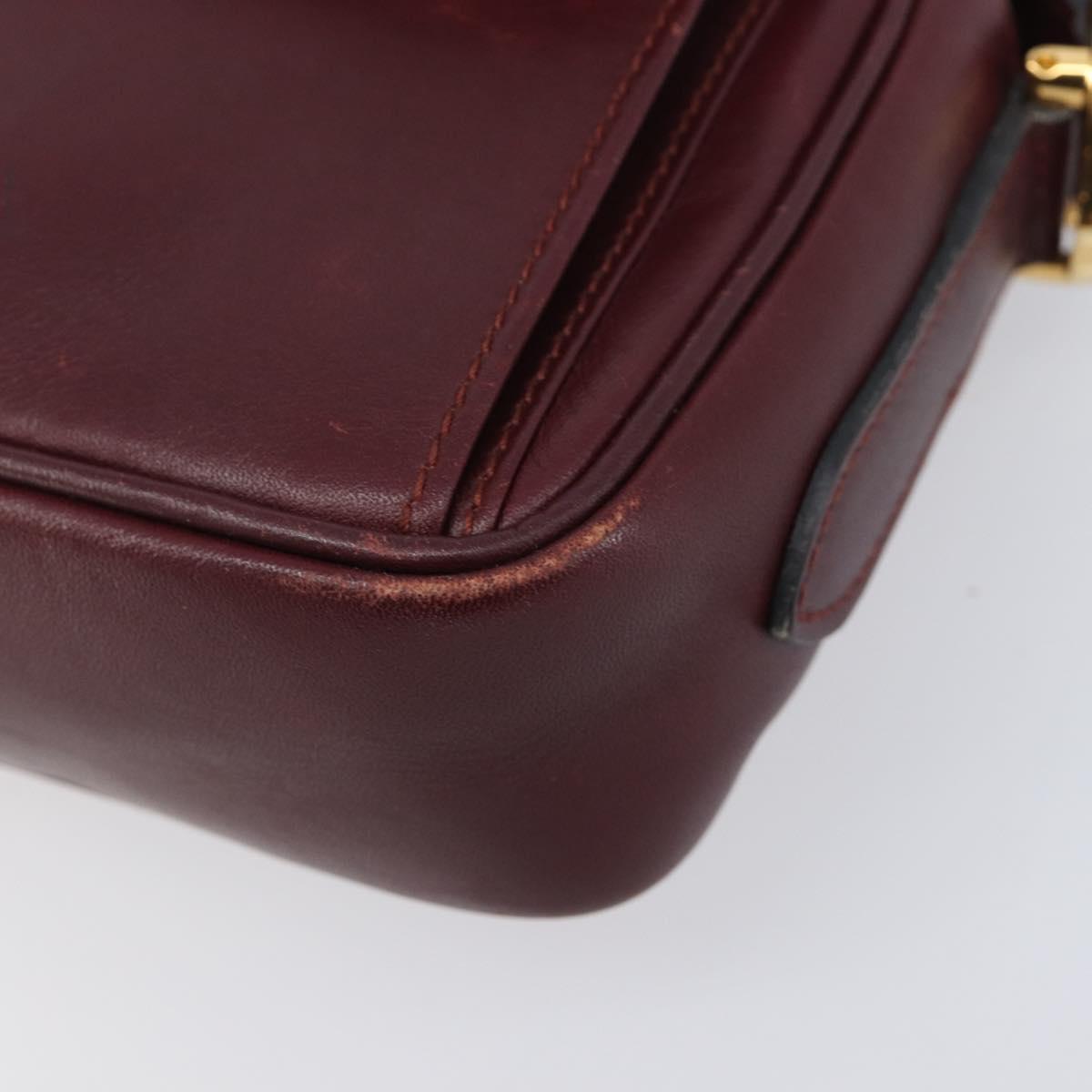 Cartier Must Line Shoulder Bag Leather Bordeaux Gold Auth hk4144
