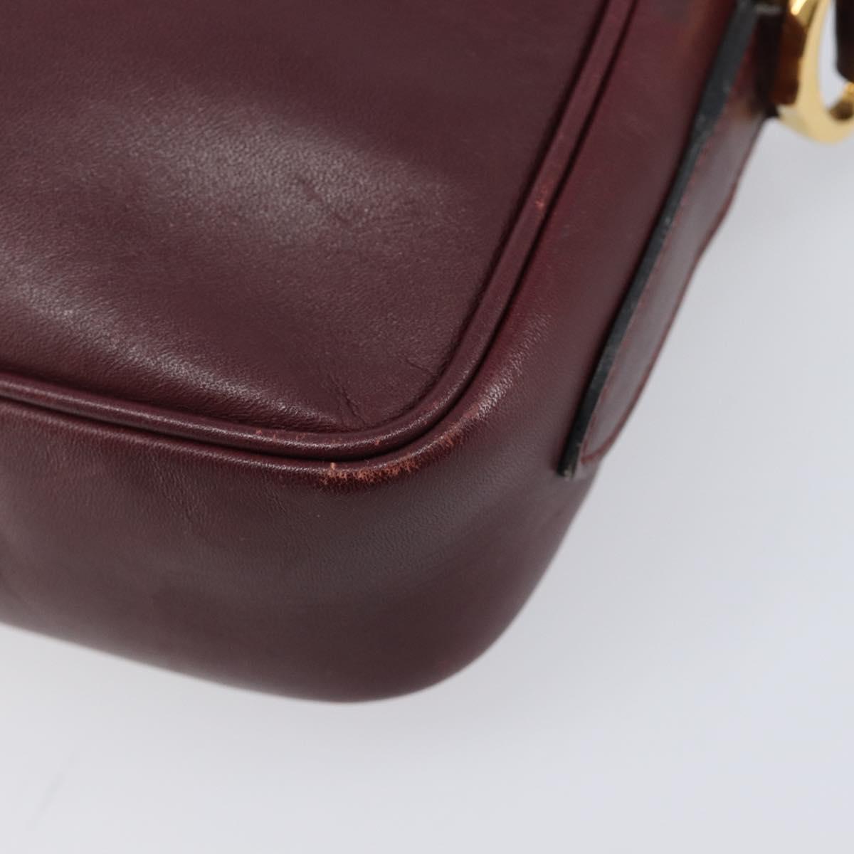Cartier Must Line Shoulder Bag Leather Bordeaux Gold Auth hk4144