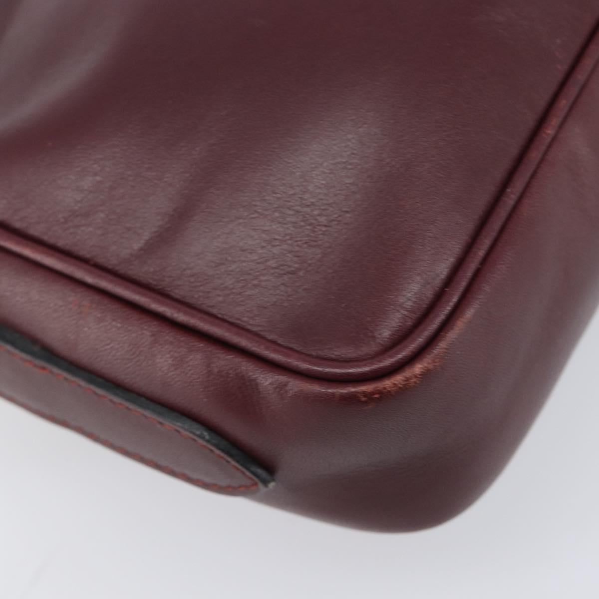 Cartier Must Line Shoulder Bag Leather Bordeaux Gold Auth hk4144
