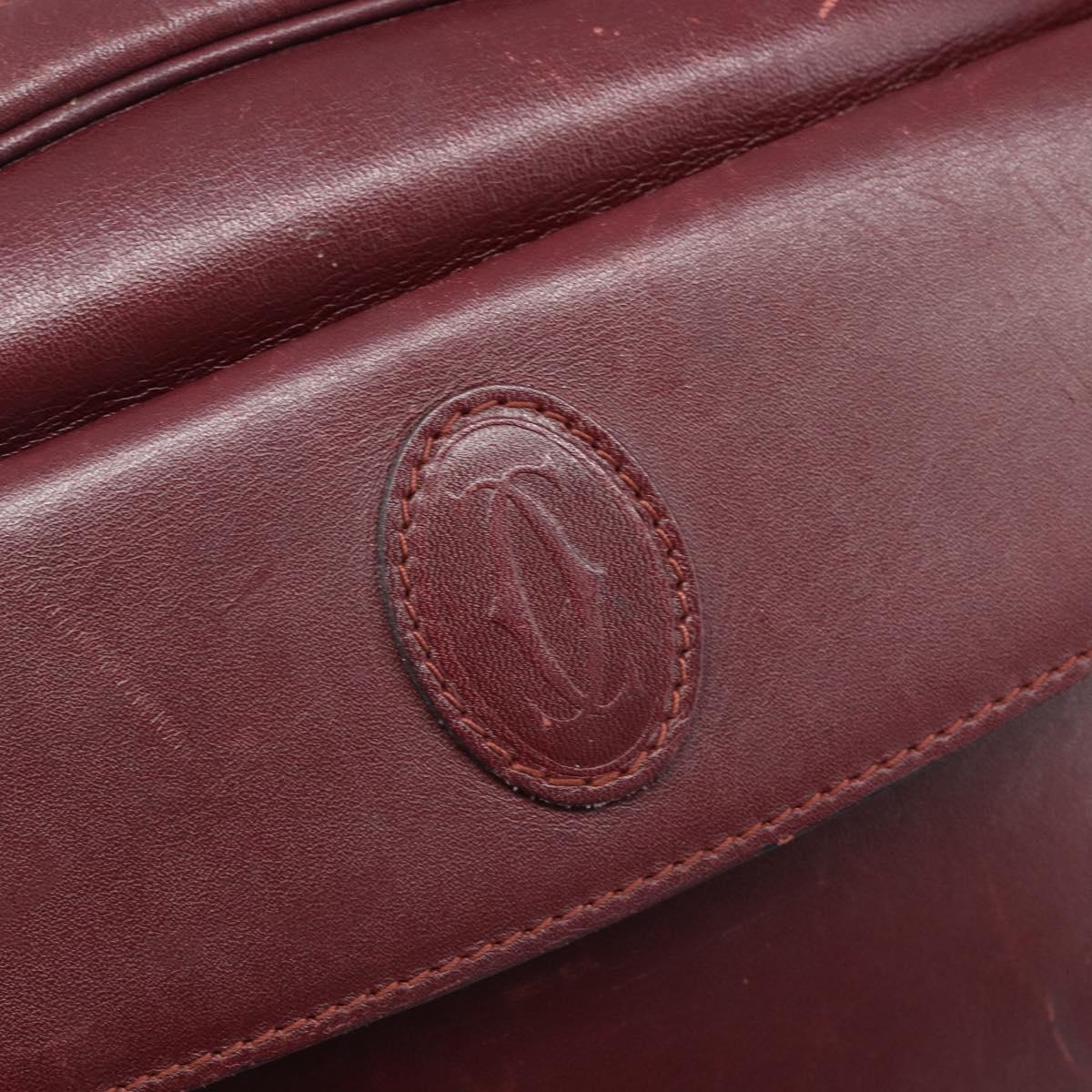 Cartier Must Line Shoulder Bag Leather Bordeaux Gold Auth hk4144