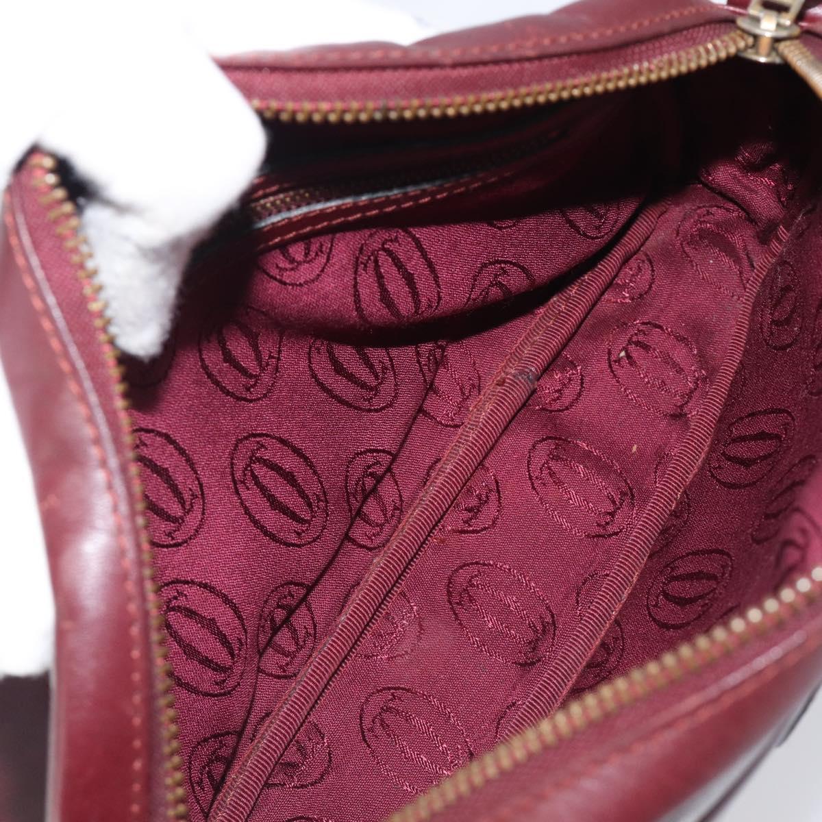 Cartier Must Line Shoulder Bag Leather Bordeaux Gold Auth hk4144