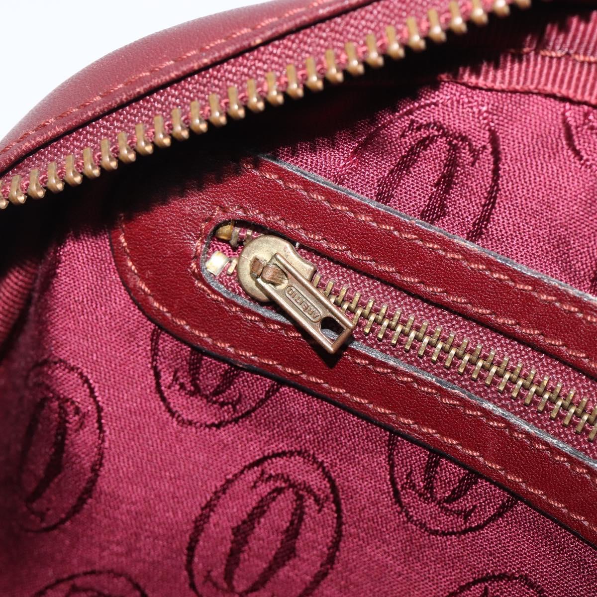 Cartier Must Line Shoulder Bag Leather Bordeaux Gold Auth hk4144