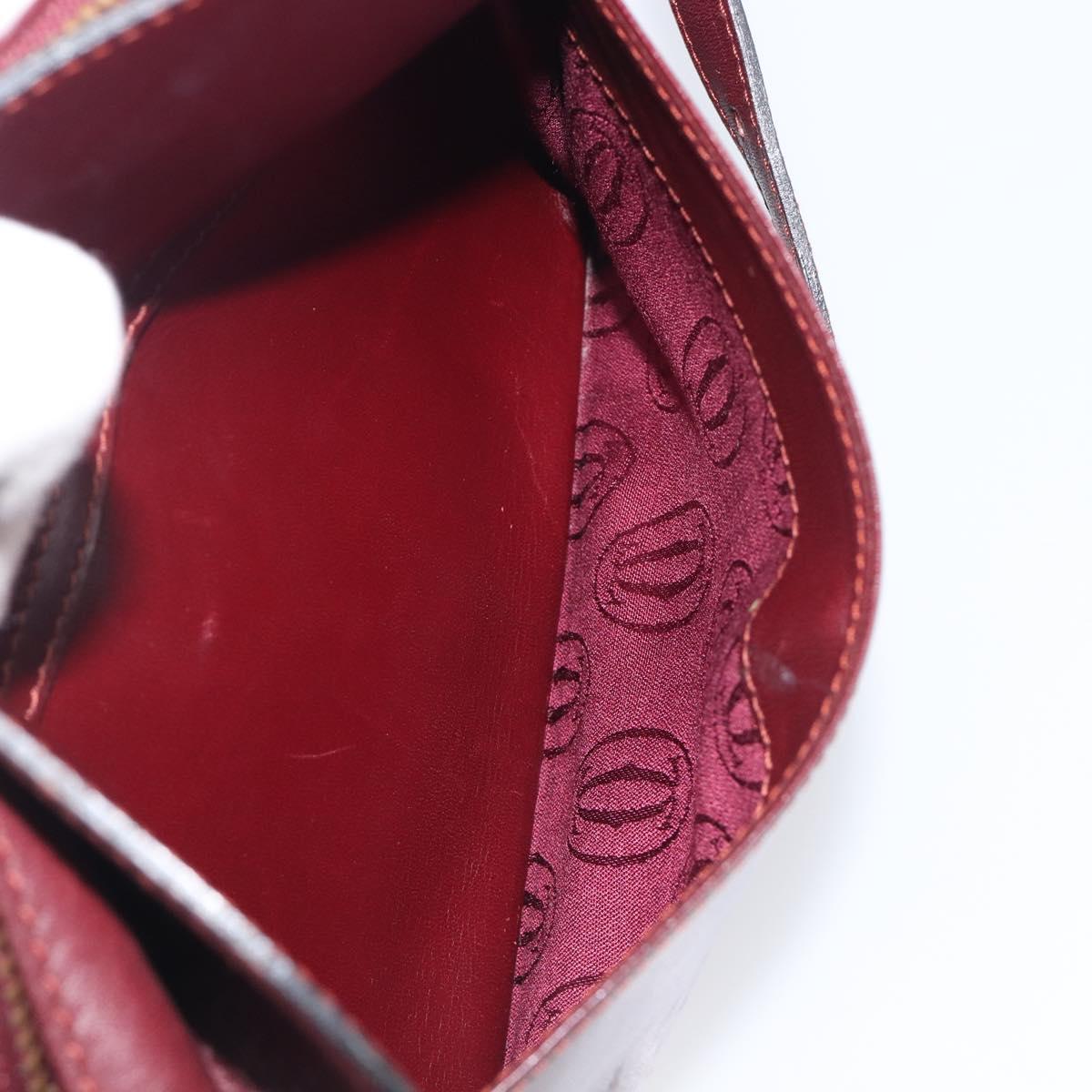 Cartier Must Line Shoulder Bag Leather Bordeaux Gold Auth hk4144