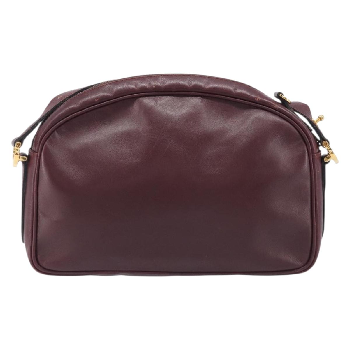 Cartier Must Line Shoulder Bag Leather Bordeaux Gold Auth hk4144