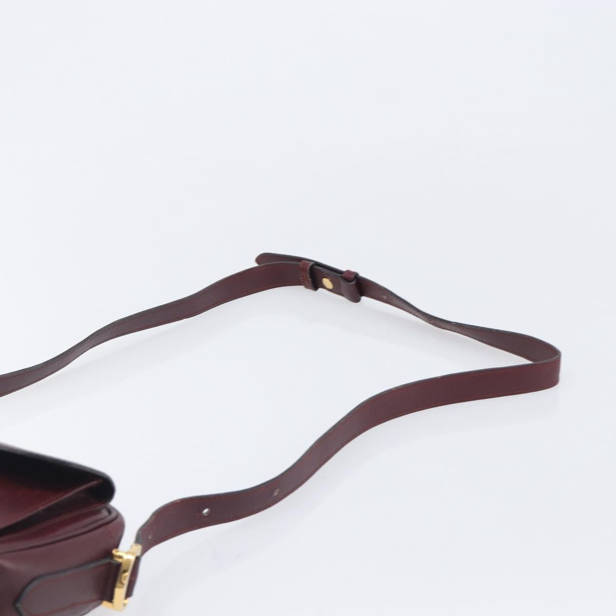 Cartier Must Line Shoulder Bag Leather Bordeaux Gold Auth hk4144