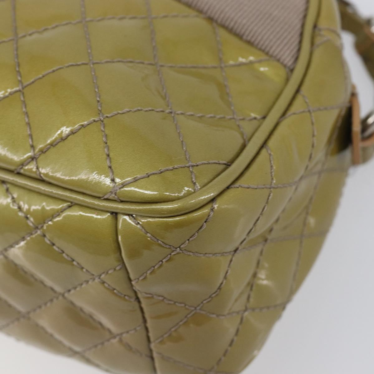 Salvatore Ferragamo Vala Shoulder Bag Patent leather Green Silver Auth hk4146