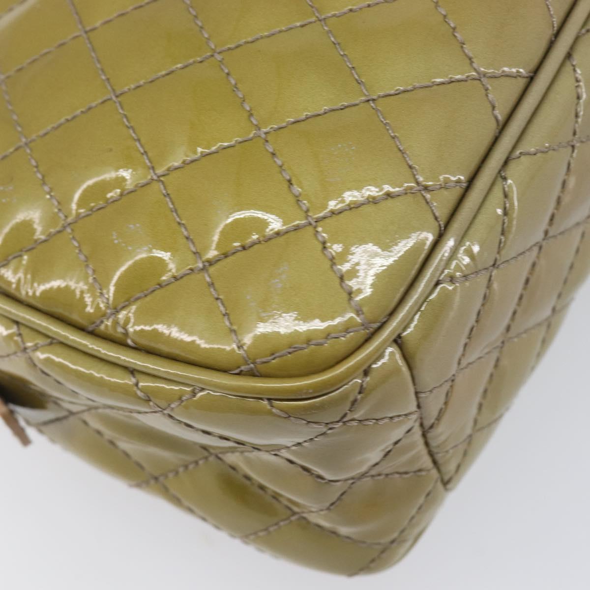 Salvatore Ferragamo Vala Shoulder Bag Patent leather Green Silver Auth hk4146