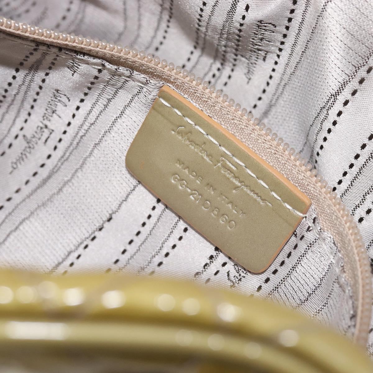 Salvatore Ferragamo Vala Shoulder Bag Patent leather Green Silver Auth hk4146