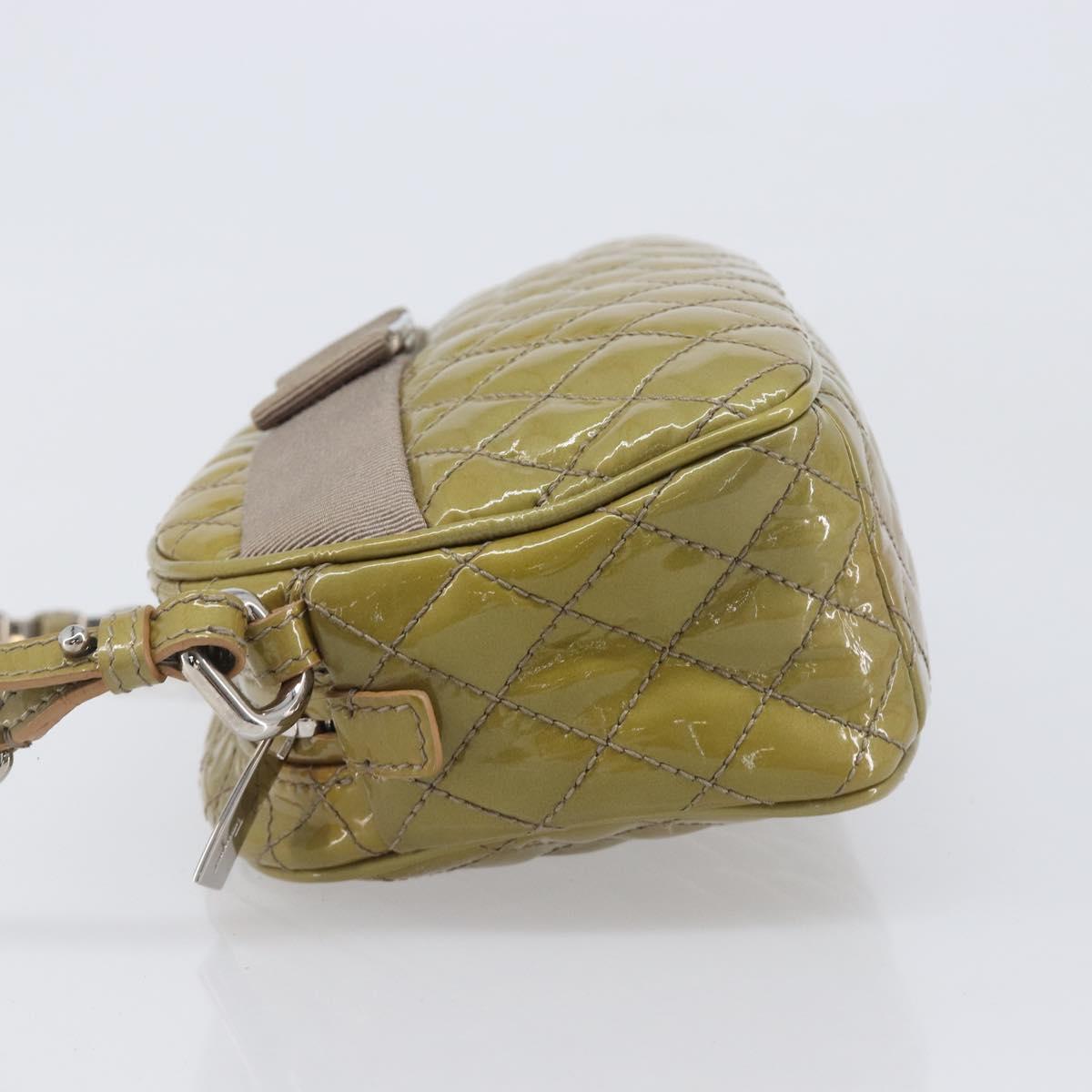 Salvatore Ferragamo Vala Shoulder Bag Patent leather Green Silver Auth hk4146