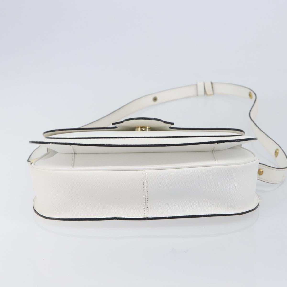 Saint Laurent Shoulder Bag Leather White Gold Auth hk4148A