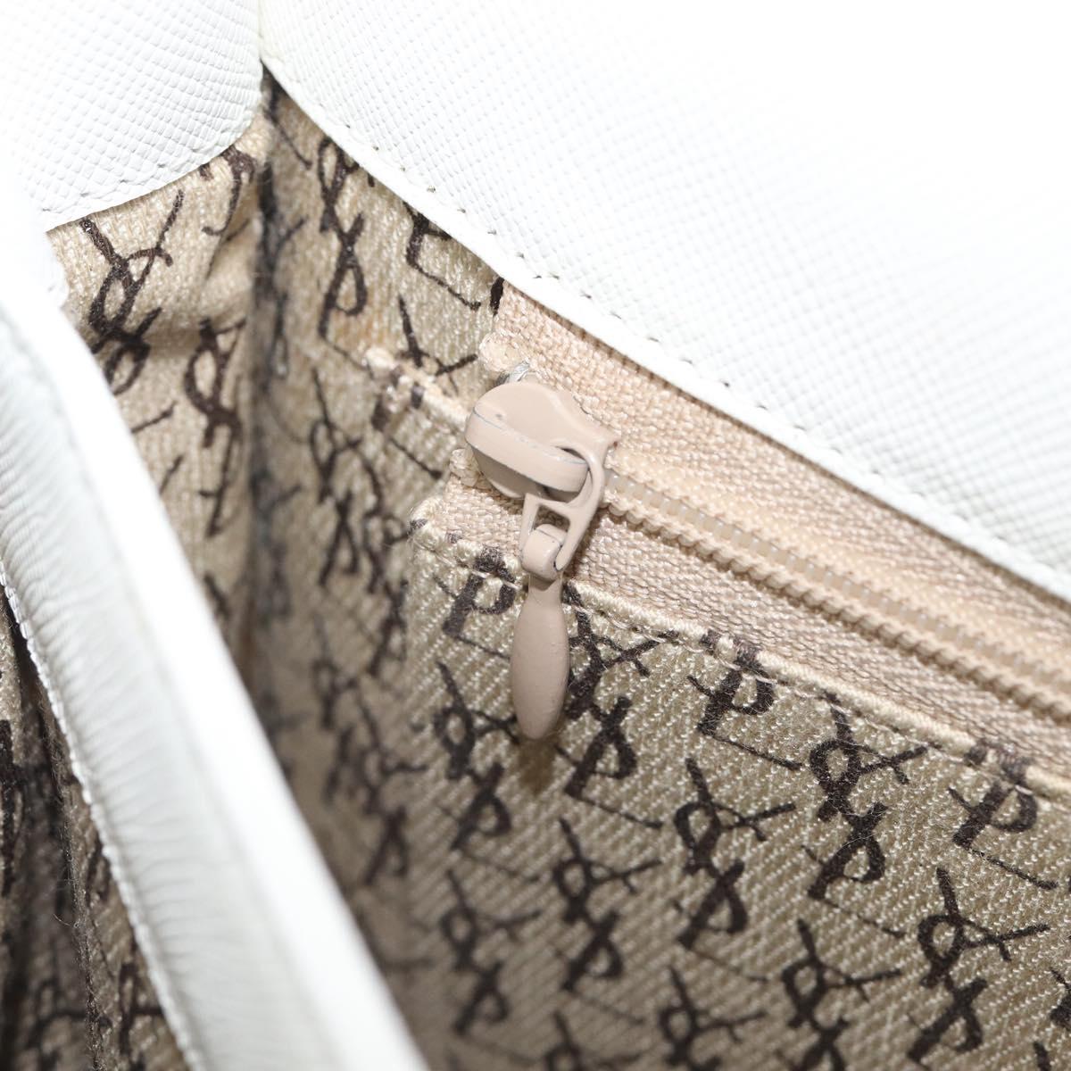 Saint Laurent Shoulder Bag Leather White Gold Auth hk4148A