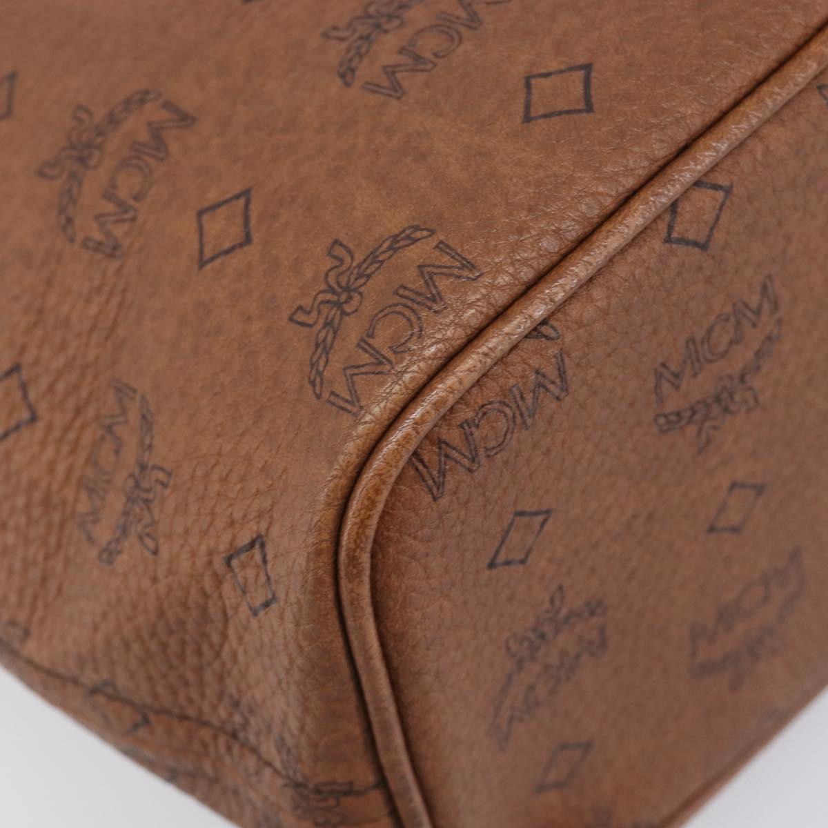 MCM Logogram Vicetos Tote Bag PVC Brown Gold Auth hk4152