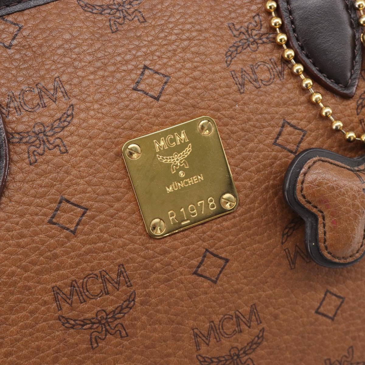 MCM Logogram Vicetos Tote Bag PVC Brown Gold Auth hk4152