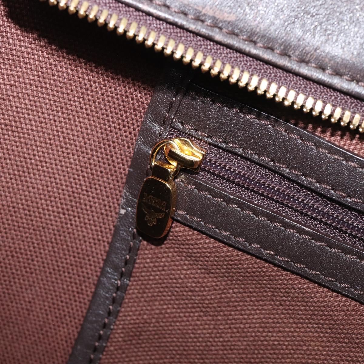 MCM Logogram Vicetos Tote Bag PVC Brown Gold Auth hk4152