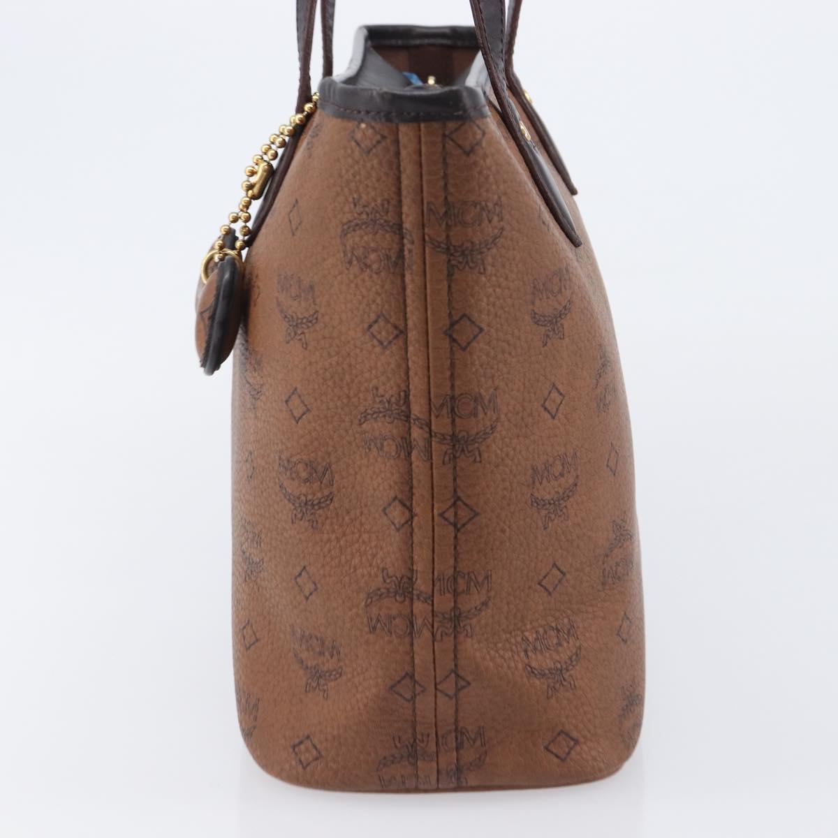 MCM Logogram Vicetos Tote Bag PVC Brown Gold Auth hk4152