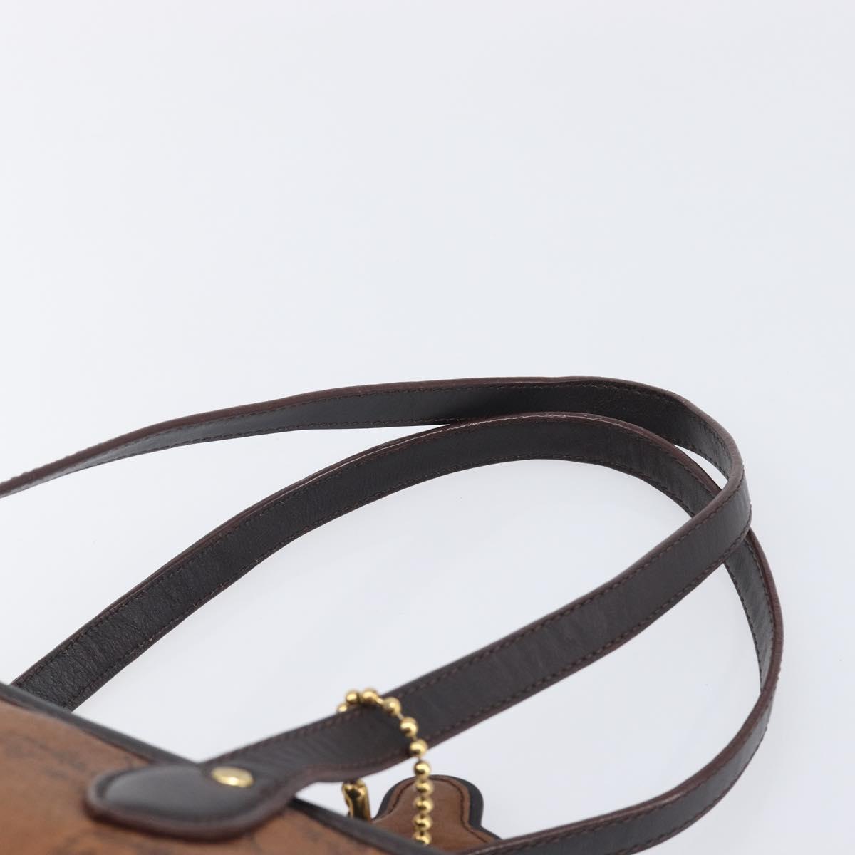 MCM Logogram Vicetos Tote Bag PVC Brown Gold Auth hk4152