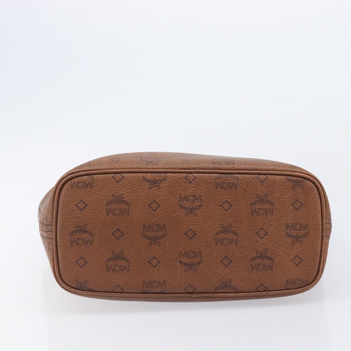 MCM Logogram Vicetos Tote Bag PVC Brown Gold Auth hk4152