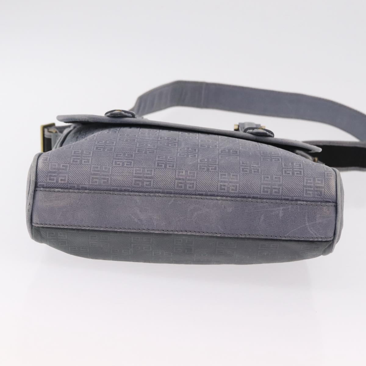 GIVENCHY Shoulder Bag Leather Light Blue Gold Auth hk4153