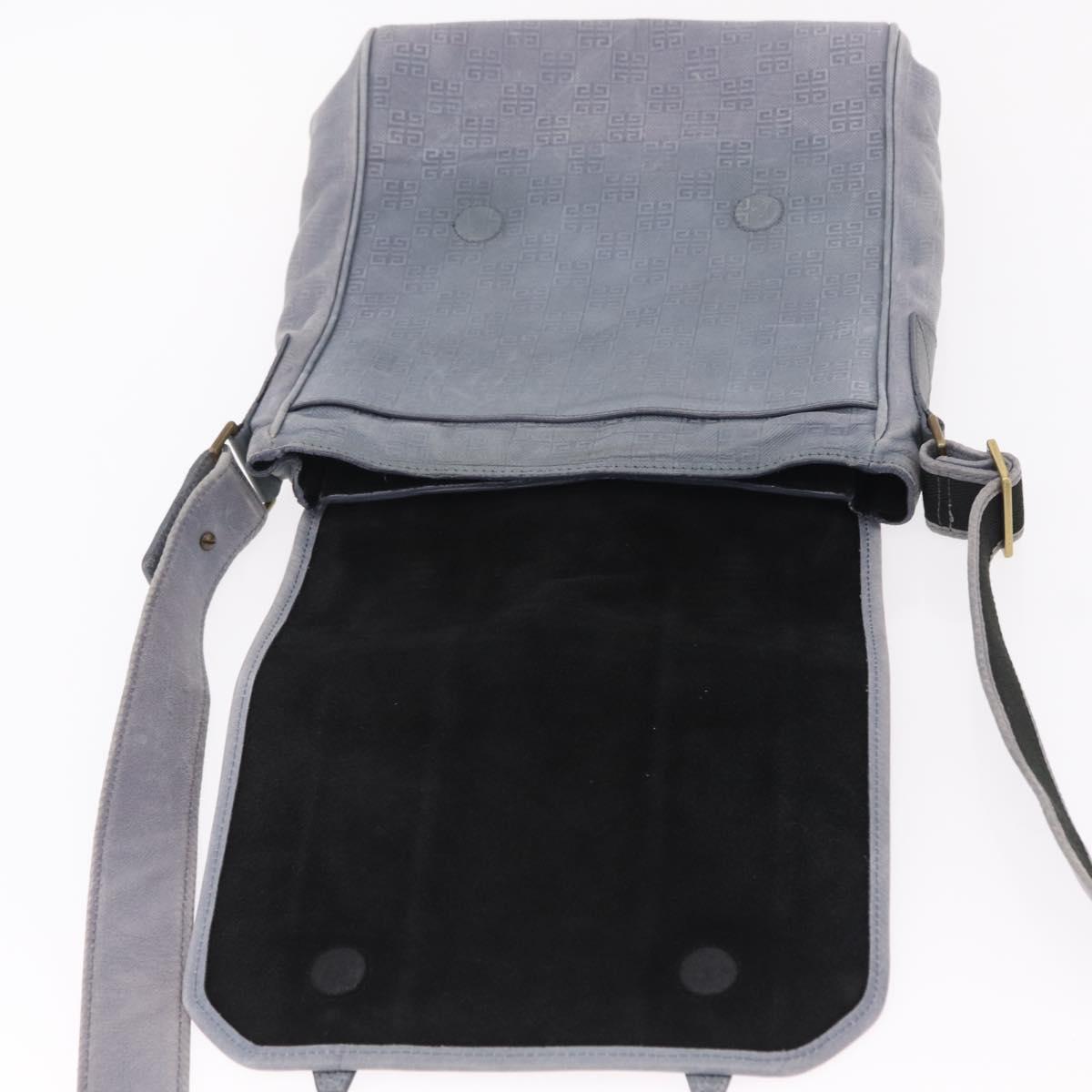 GIVENCHY Shoulder Bag Leather Light Blue Gold Auth hk4153
