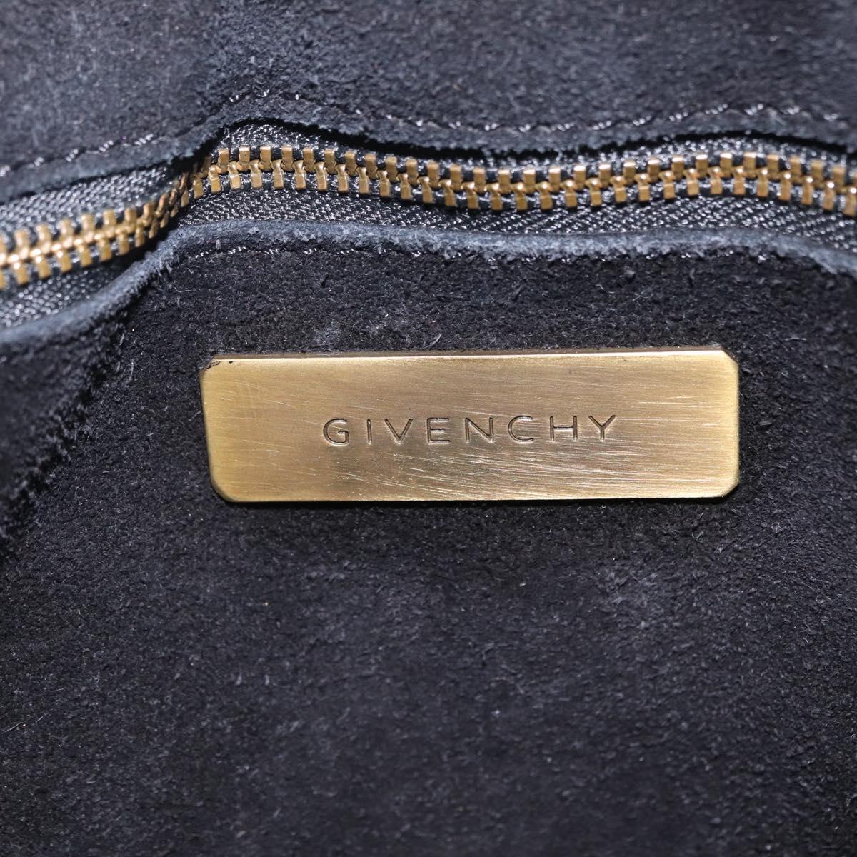 GIVENCHY Shoulder Bag Leather Light Blue Gold Auth hk4153