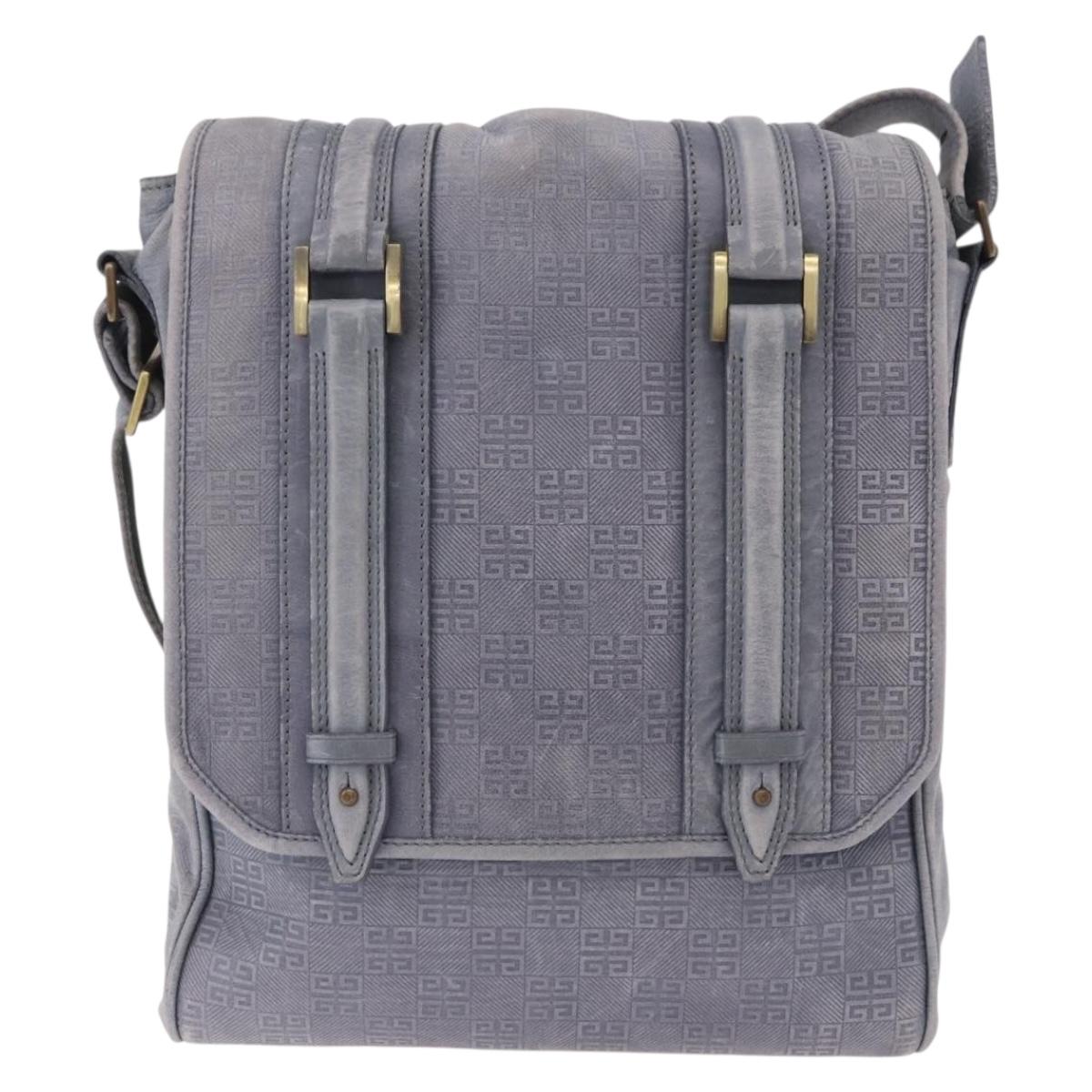 GIVENCHY Shoulder Bag Leather Light Blue Gold Auth hk4153