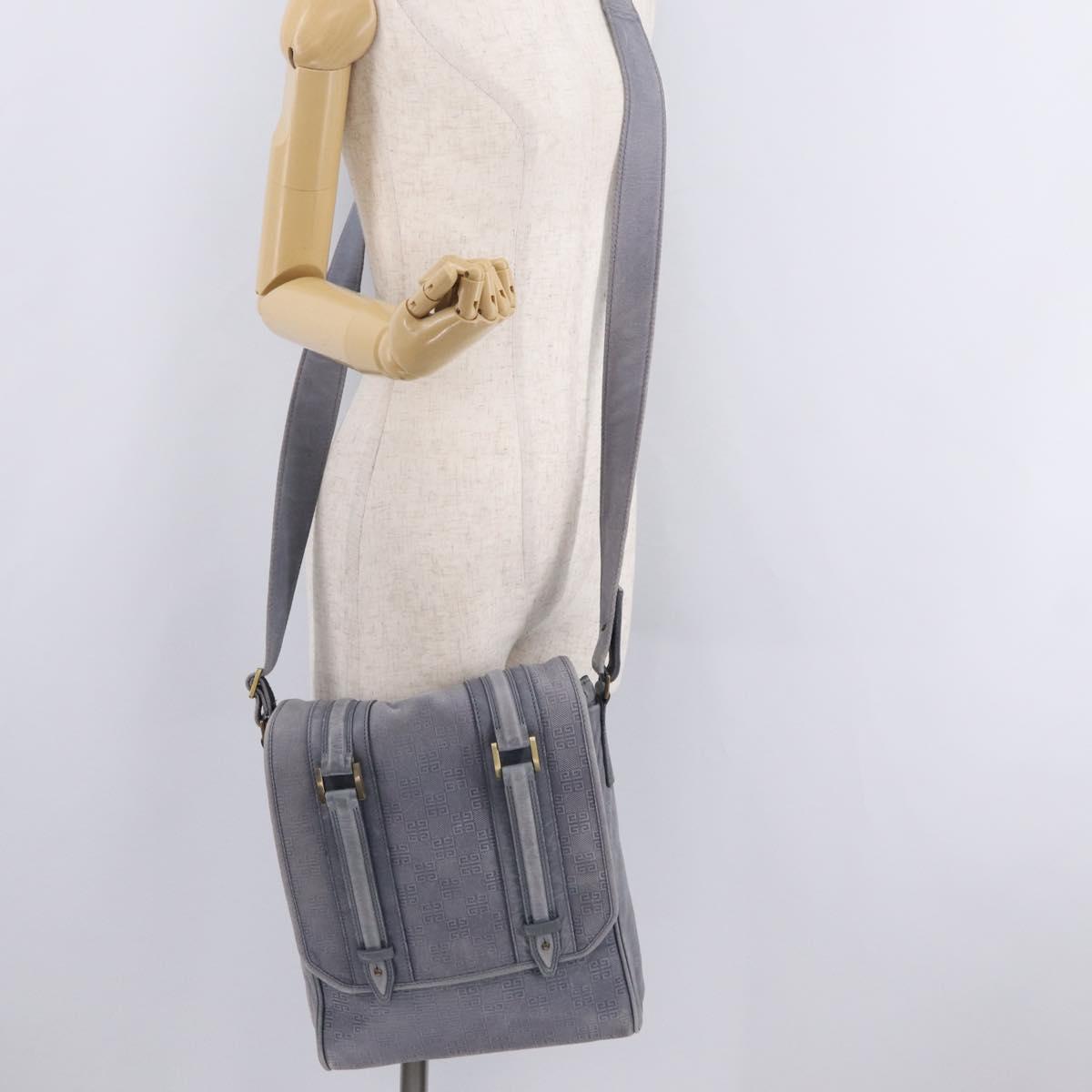GIVENCHY Shoulder Bag Leather Light Blue Gold Auth hk4153