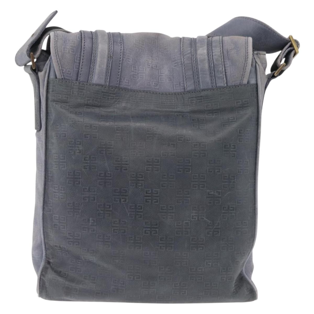 GIVENCHY Shoulder Bag Leather Light Blue Gold Auth hk4153