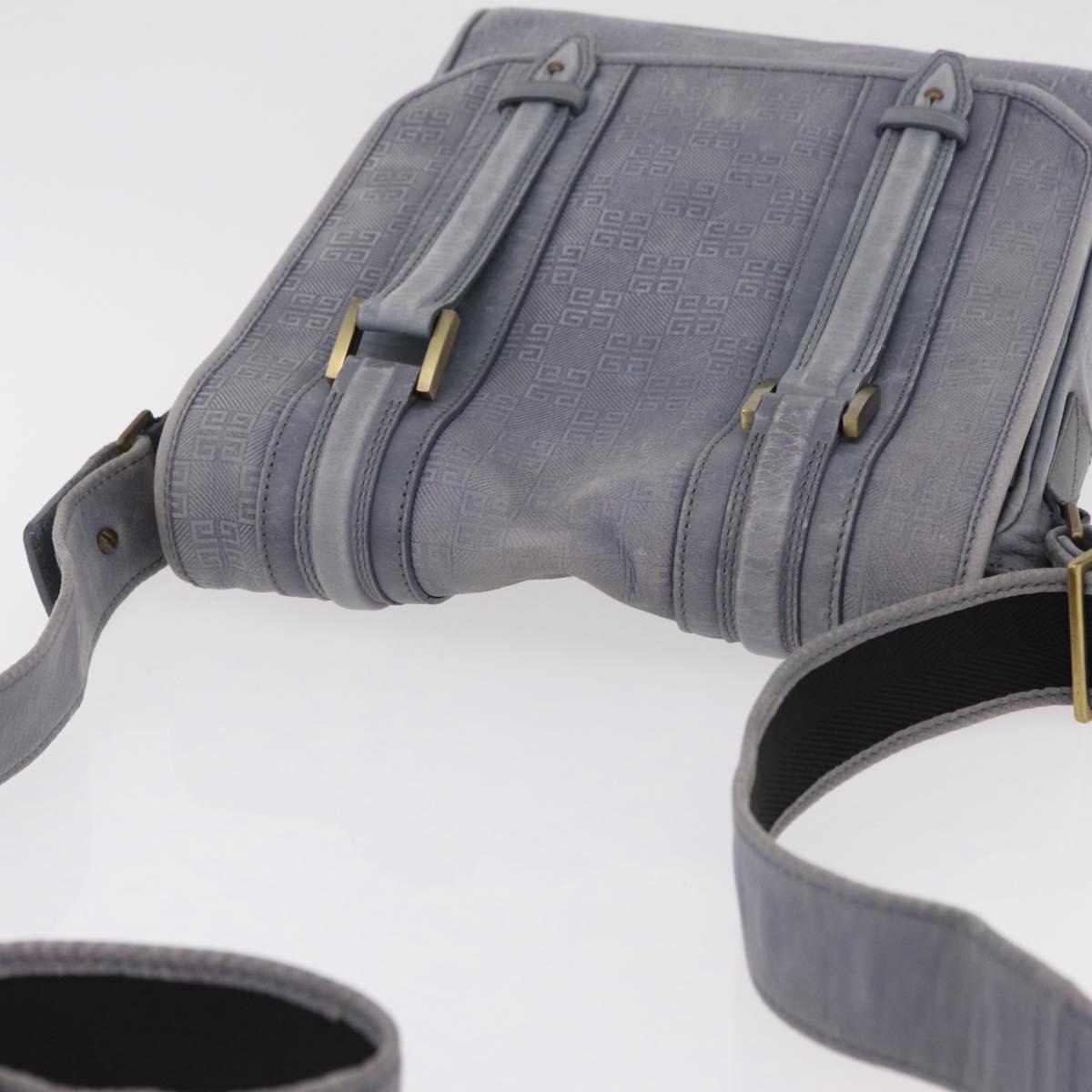 GIVENCHY Shoulder Bag Leather Light Blue Gold Auth hk4153