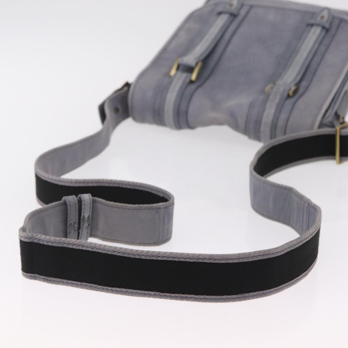 GIVENCHY Shoulder Bag Leather Light Blue Gold Auth hk4153
