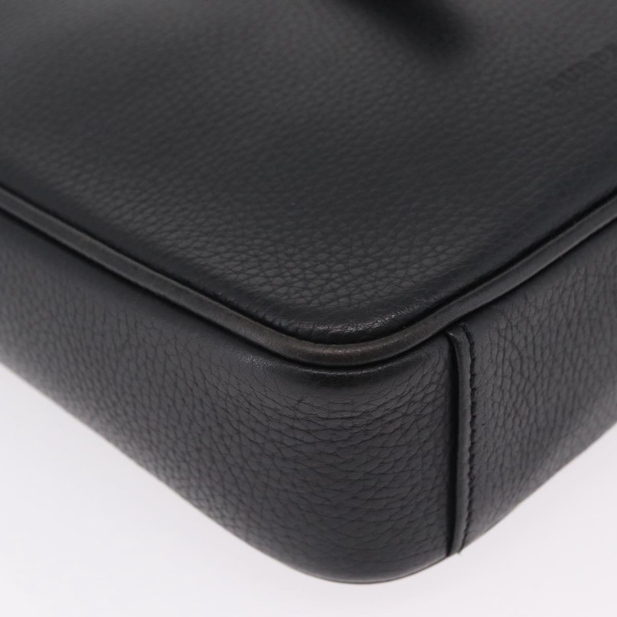 BURBERRY Shoulder Bag Leather Black Silver Auth hk4156A