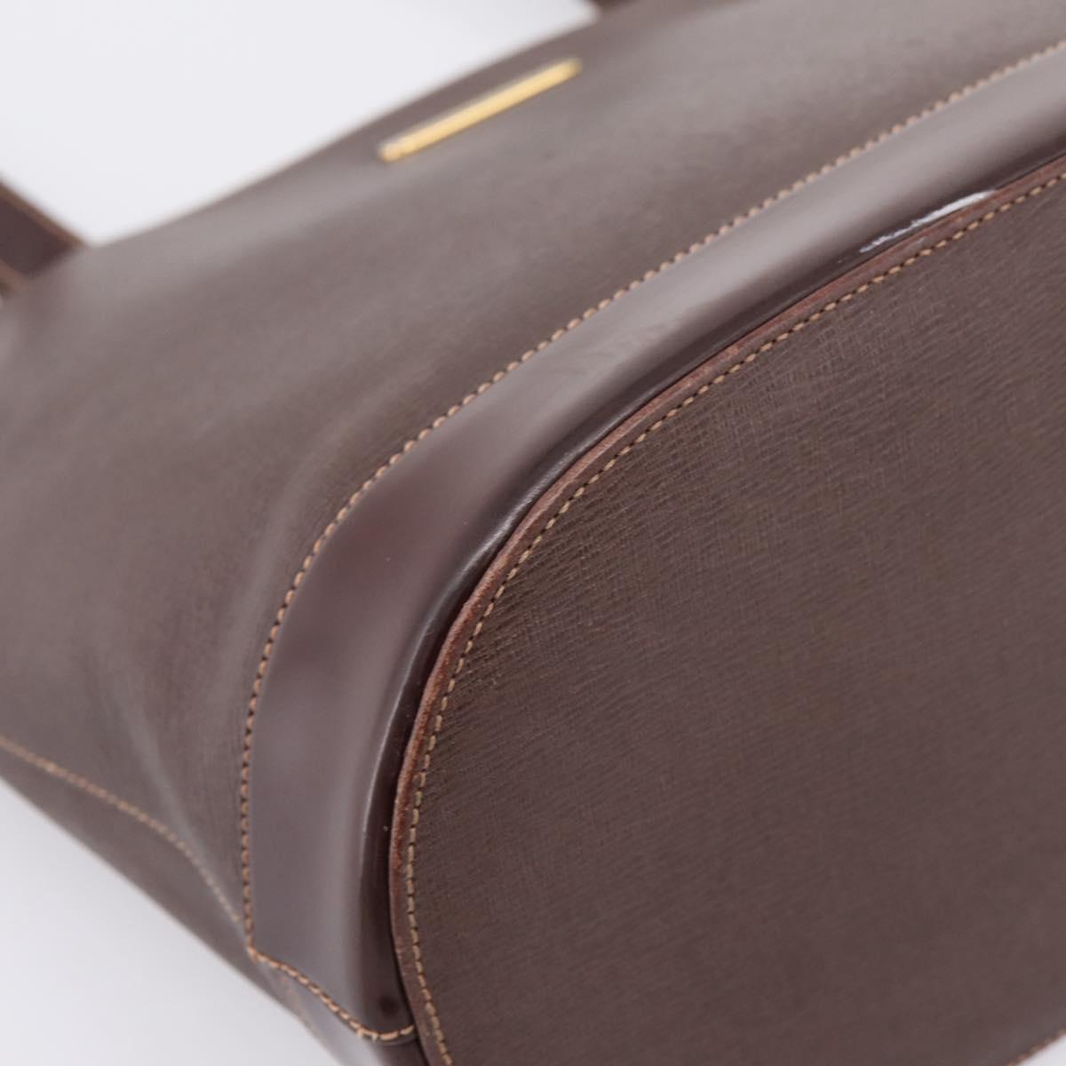 Burberrys Tote Bag Leather Gold Brown Auth hk4160