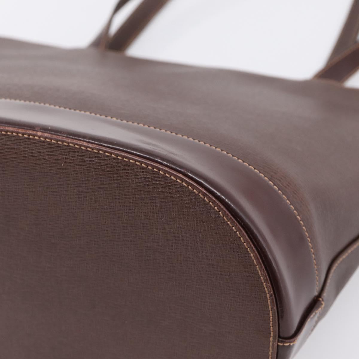 Burberrys Tote Bag Leather Gold Brown Auth hk4160
